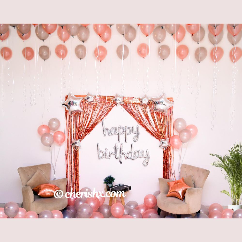 Happy Birthday Rose Gold Surprise Decor
