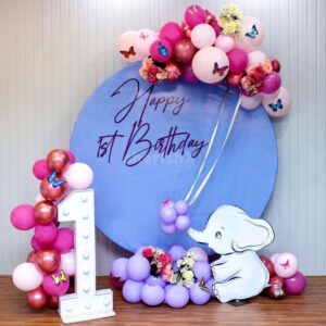 Pink and Purple Elephant Birthday Decor