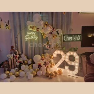 White And Gold Bliss Floral Birthday Decor