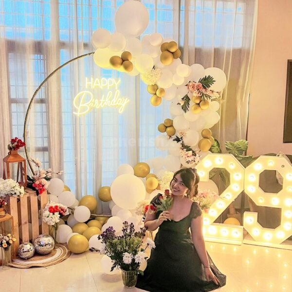 White And Gold Bliss Floral Birthday Decor - Image 2