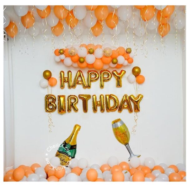 White and Peach Theme Birthday Decor - Image 2